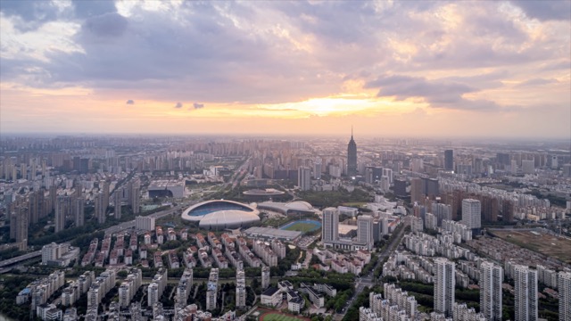 「新北」奥体中心，传媒大厦火烧云日夜过渡