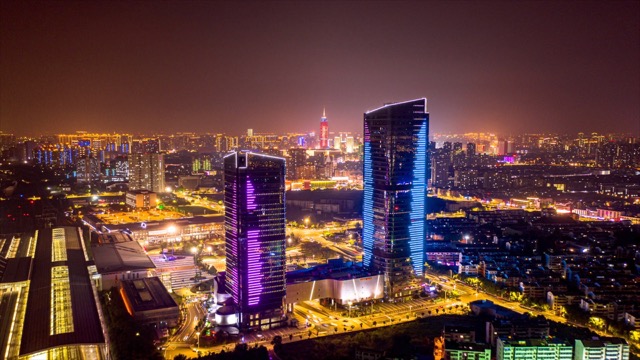 时代广场 夜景运镜航拍