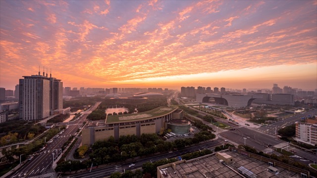 「新北」城区日出朝霞