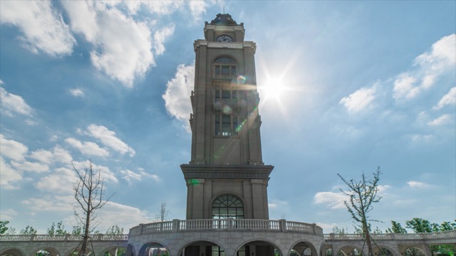 「武进」运河公园钟楼大范围移动延时