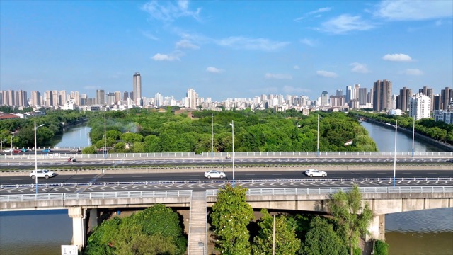 常州城市空镜 绿色生态马路