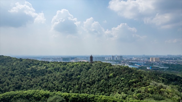 横山桥 青明山航拍延时
