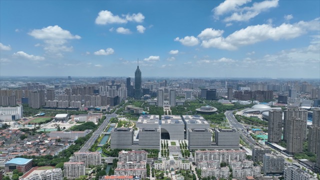 「新北」文化广场大景航拍（市政府中轴线）