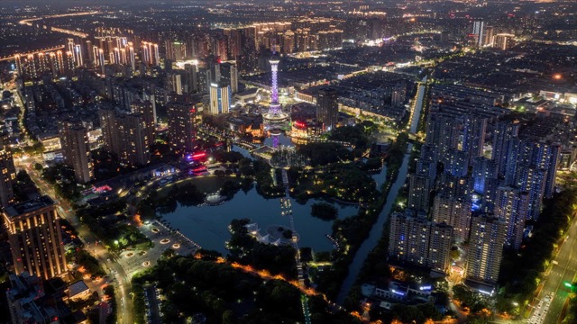 「武进」新天地公园夜景航拍