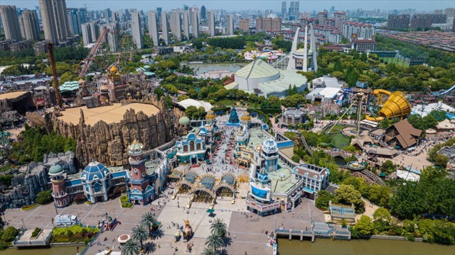 中华恐龙园 人流航拍延时