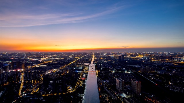 经开区京杭运河 日夜过渡