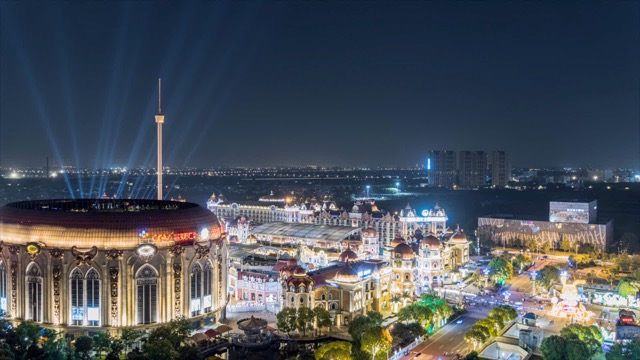 中华恐龙园夜景人流延时