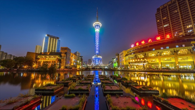 新天地公园日转夜