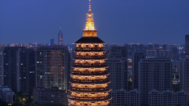 天宁寺夜景 近景航拍