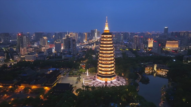 天宁寺 夜景航拍