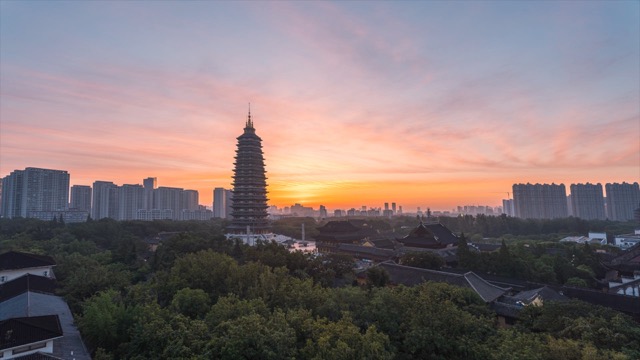 天宁寺朝霞日出