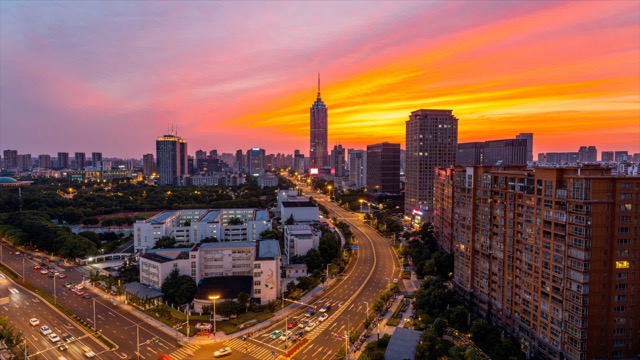 「新北」城市天际线日落晚霞夜景