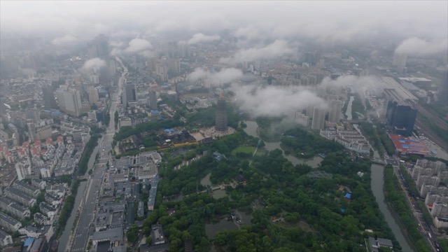 「天宁」红梅公园天宁寺，云海梅雨季航拍