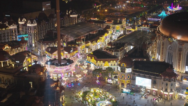 「新北」迪诺水镇夜景航拍 