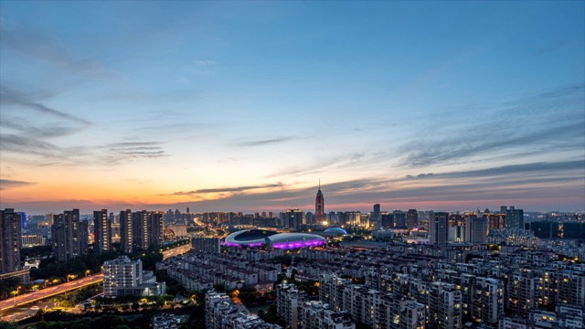 「新北」奥体中心，传媒大厦日夜过渡延时