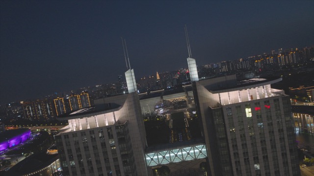 「新北」市政府大楼，文化广场运镜