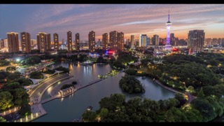 「武进」新天地公园日落晚霞