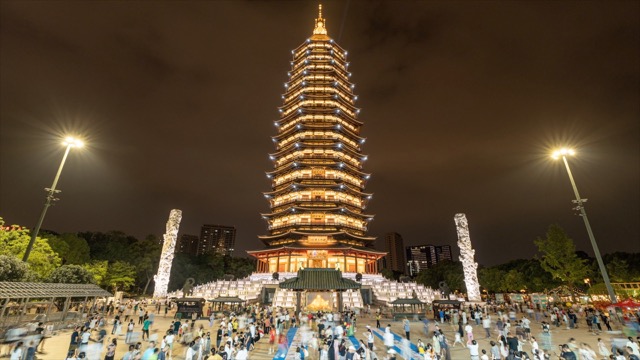 「天宁」天宁寺夜景人潮