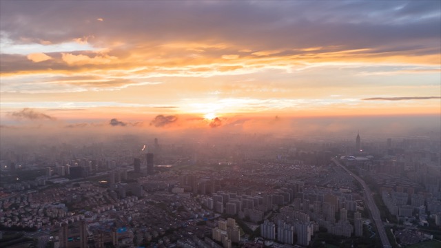 「天宁」城市大景火烧云