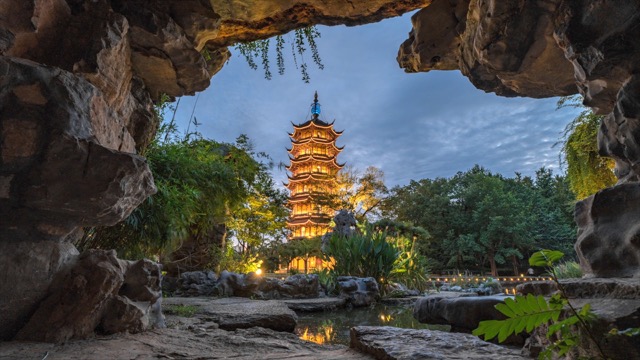 「天宁」文笔塔蓝调日转夜