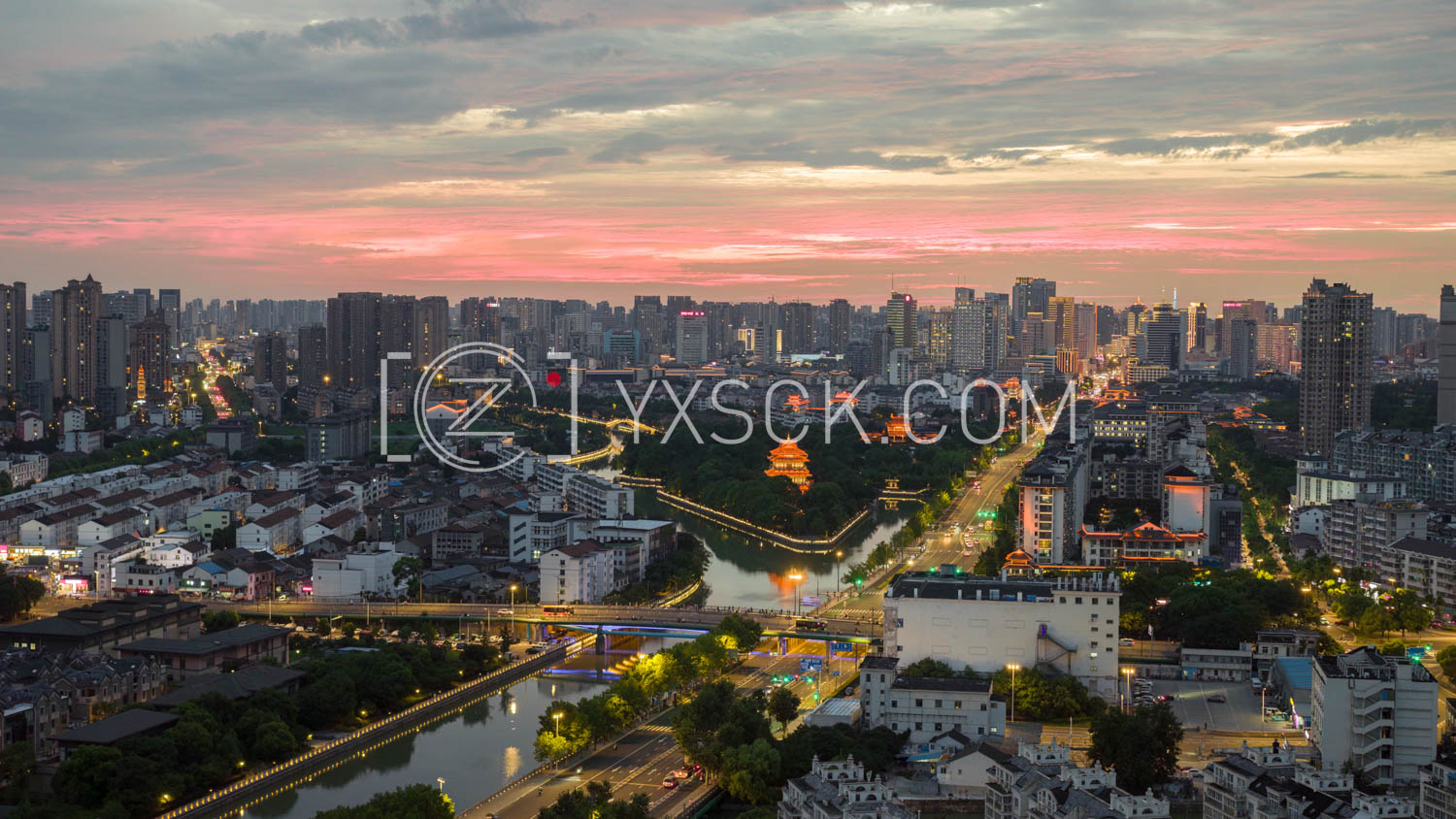 「天宁」东坡公园延陵路晚霞夜景