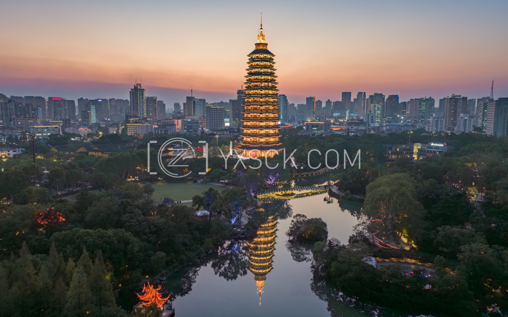 「天宁」天宁宝塔夜景倒影