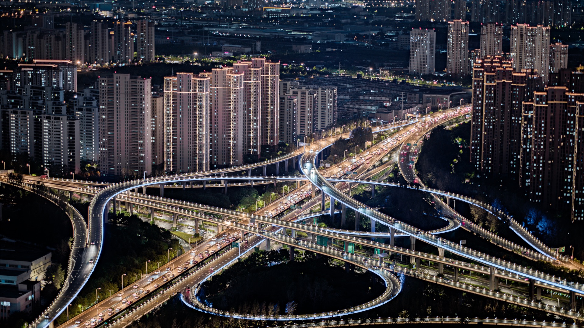 「天宁」青洋路高架立交枢纽夜景