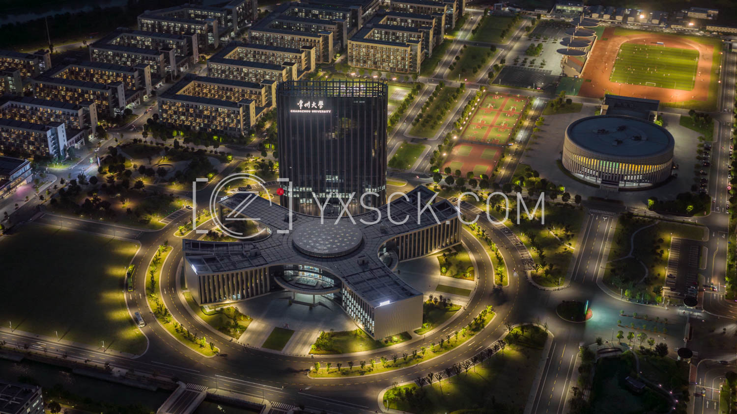 「武进」常州大学高空俯瞰夜景