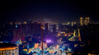 「新北」中华恐龙园烟花光影秀夜景
