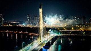 「武进」天鹅桥烟花夜景