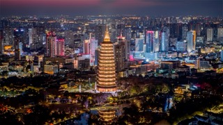 「天宁」天宁宝塔夜景文化宫高楼群