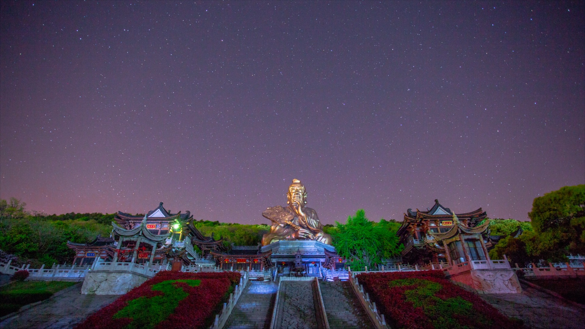 「金坛」老子神像茅山星空