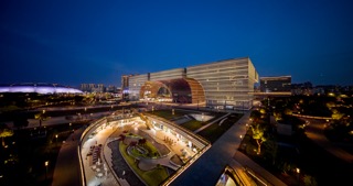 「新北」文化广场蓝调夜景灯光亮灯